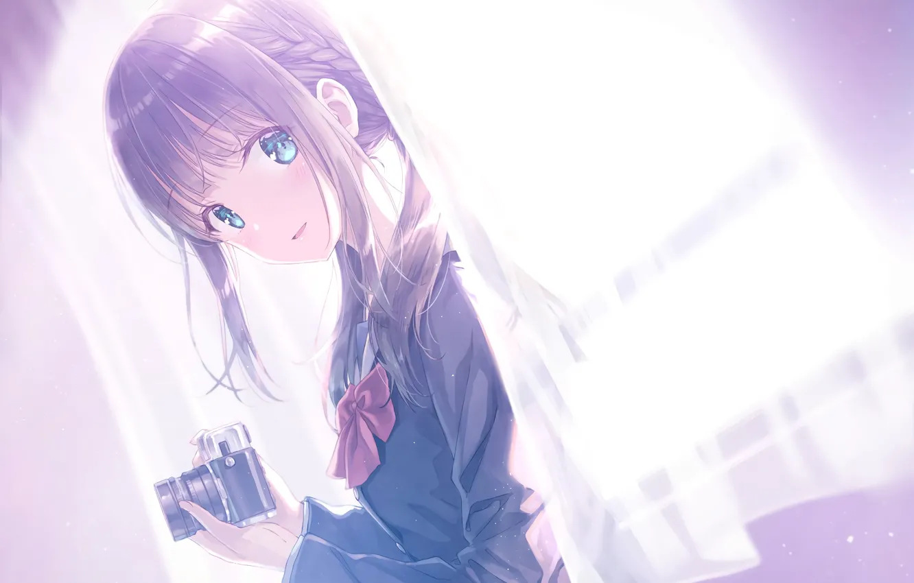 Photo wallpaper anime, art, the camera, girl