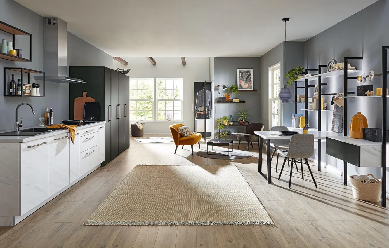 Photo wallpaper design, style, interior, dining room, mini kitchen, mini lounge, IKEA, IKEA idea decor