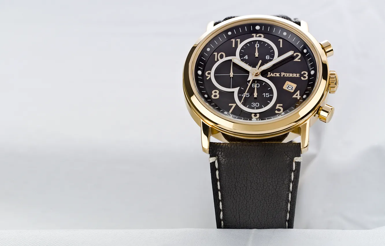 Photo wallpaper gold, leather, watch, Jack Pierre
