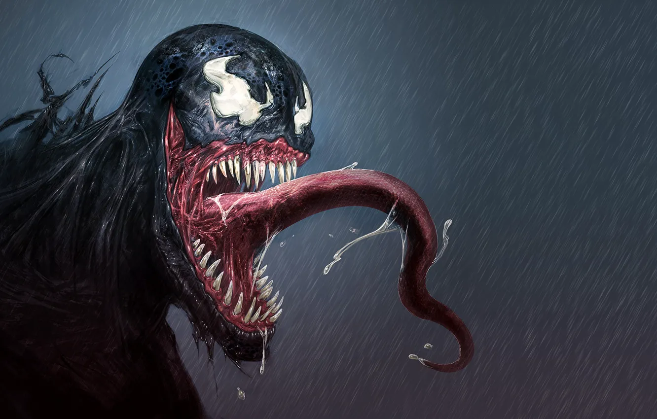 Photo wallpaper language, rain, teeth, Marvel, Venom, Venom, Symbiote, Creatures