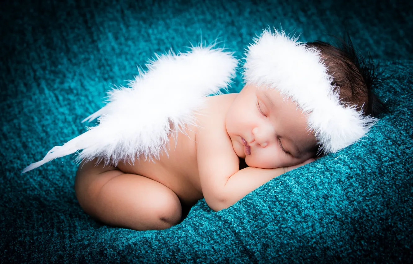 Photo wallpaper children, wings, angel, baby, Halo, halo, wings, baby