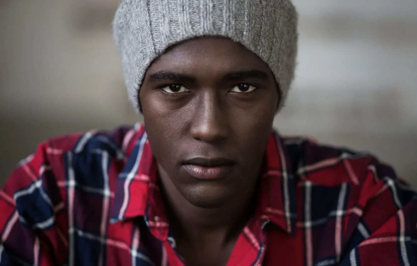 Photo wallpaper eyes, man, lips, direct gaze