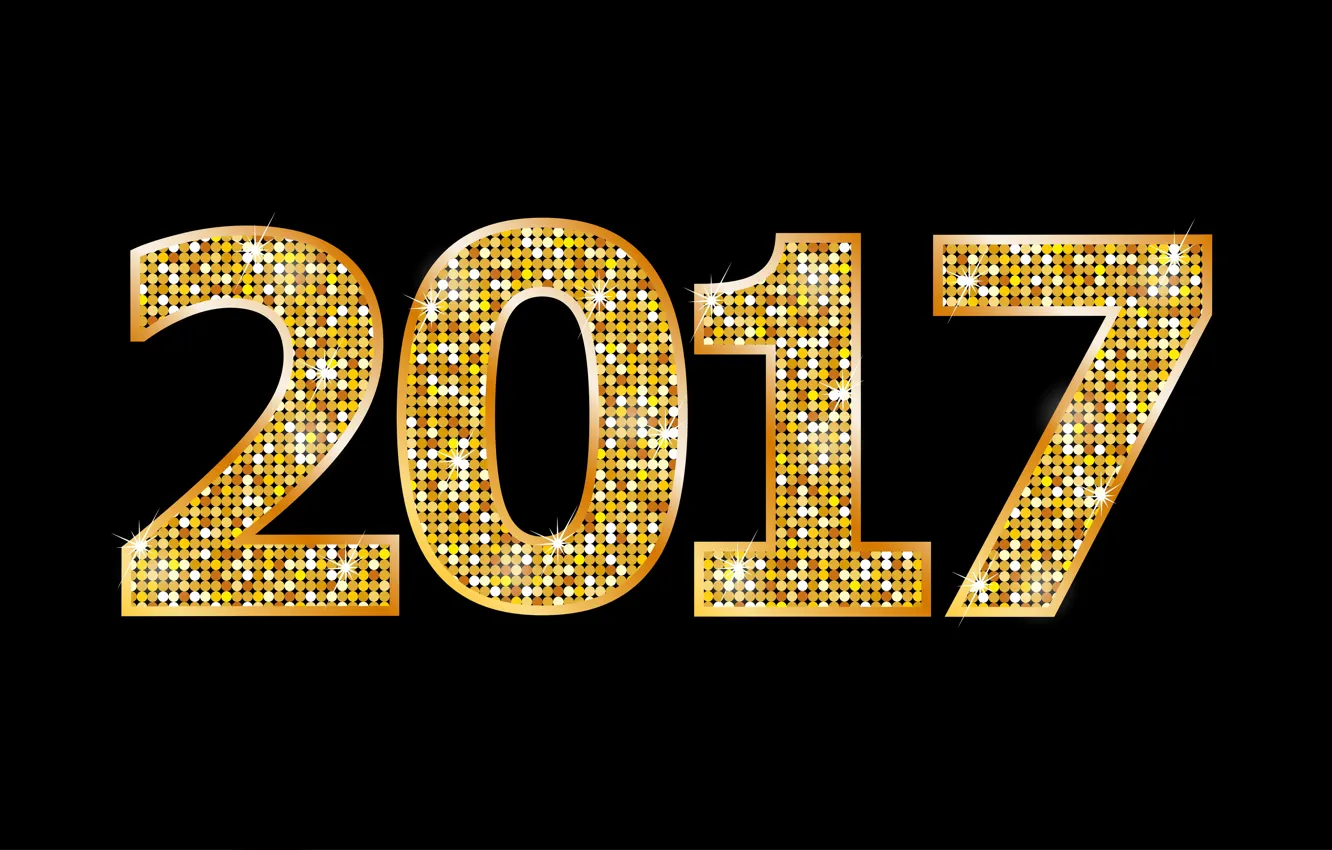 Photo wallpaper new year, golden, New Year, decoration, Happy, 2017, holiday celebration