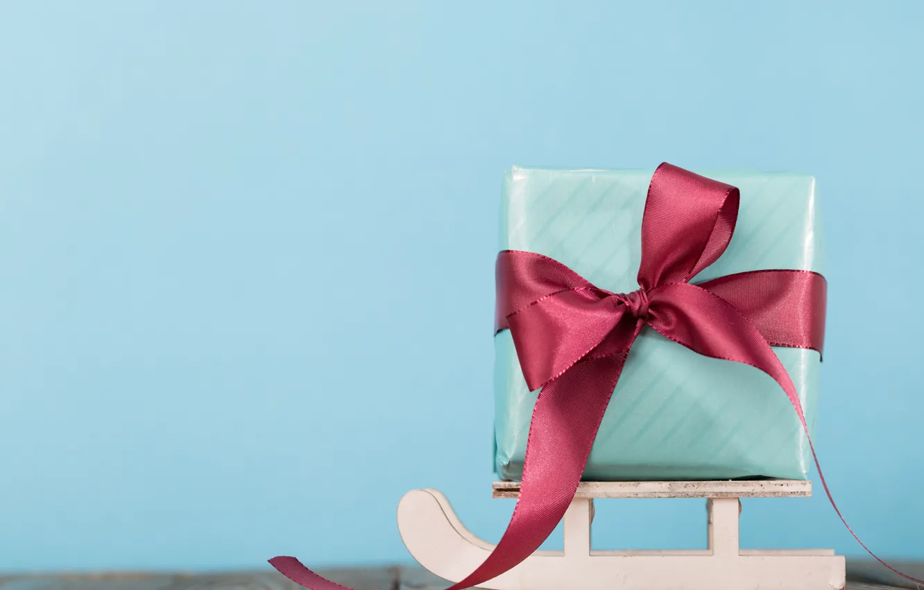 Photo wallpaper winter, holiday, gift, new year, Christmas, tape, sled, decor