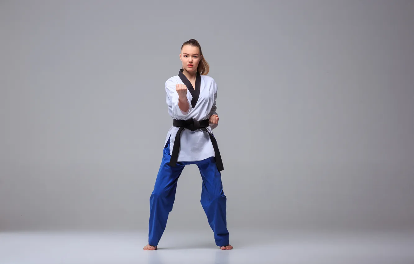 Photo wallpaper girl, sports, rack, karate