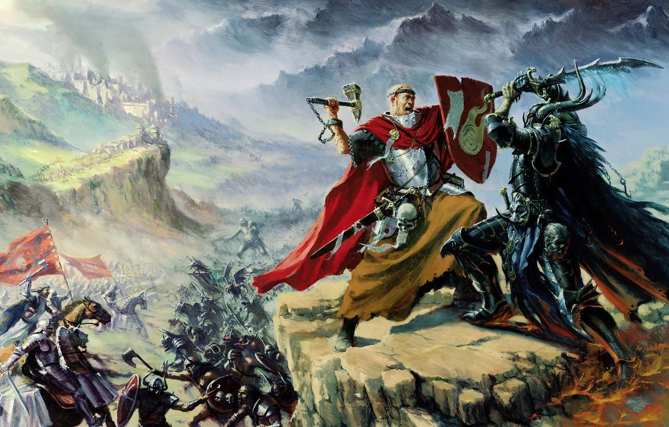 Photo wallpaper castle, sword, army, hammer, captain, the battle, shield, Warhammer