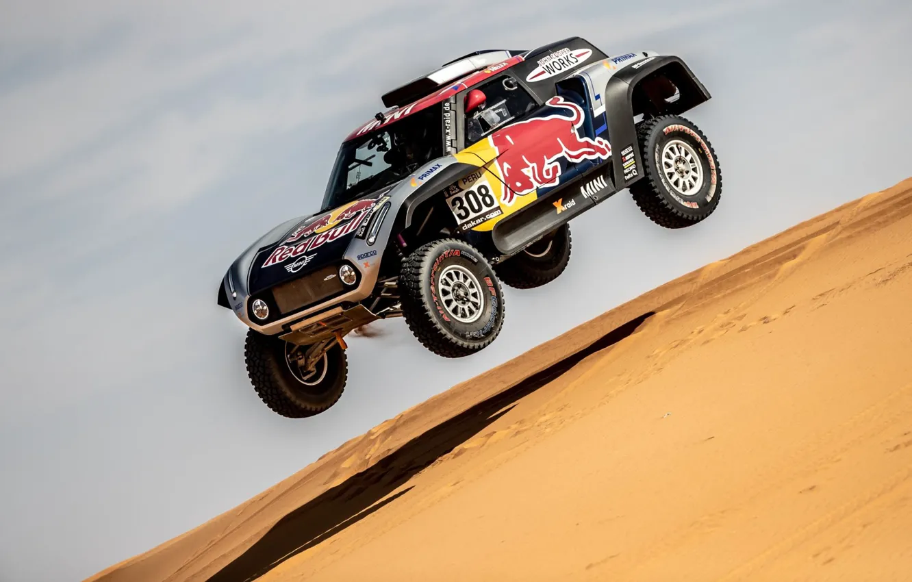 Photo wallpaper Sand, Auto, Mini, Machine, Car, 308, Rally, Dakar