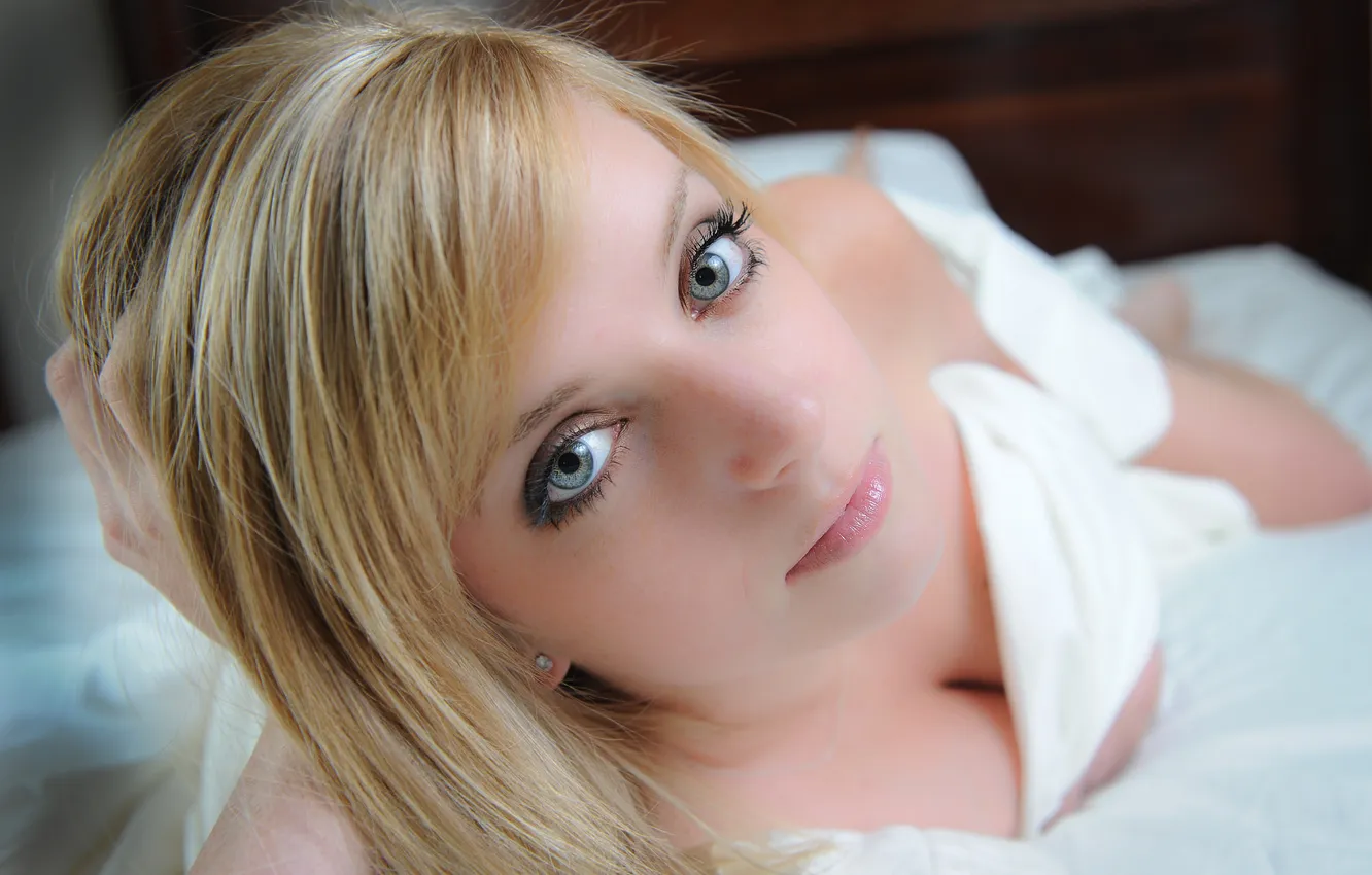 Photo wallpaper sexy, eyes, blue eyes, face, blonde