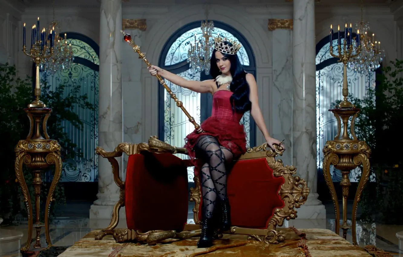 Photo wallpaper interior, crown, singer, luxury, the throne, katy perry, scepter