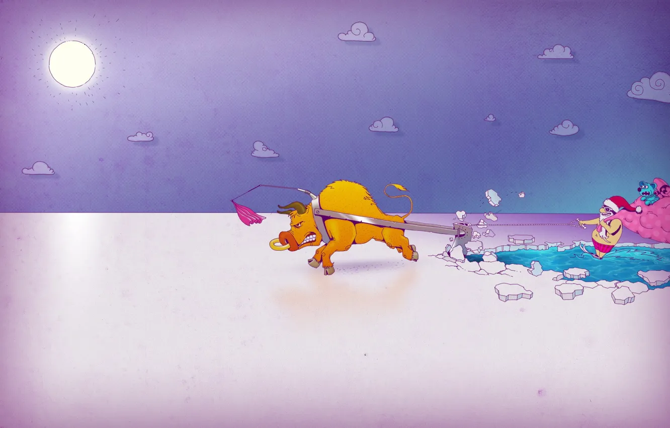 Photo wallpaper ice, new year, bull