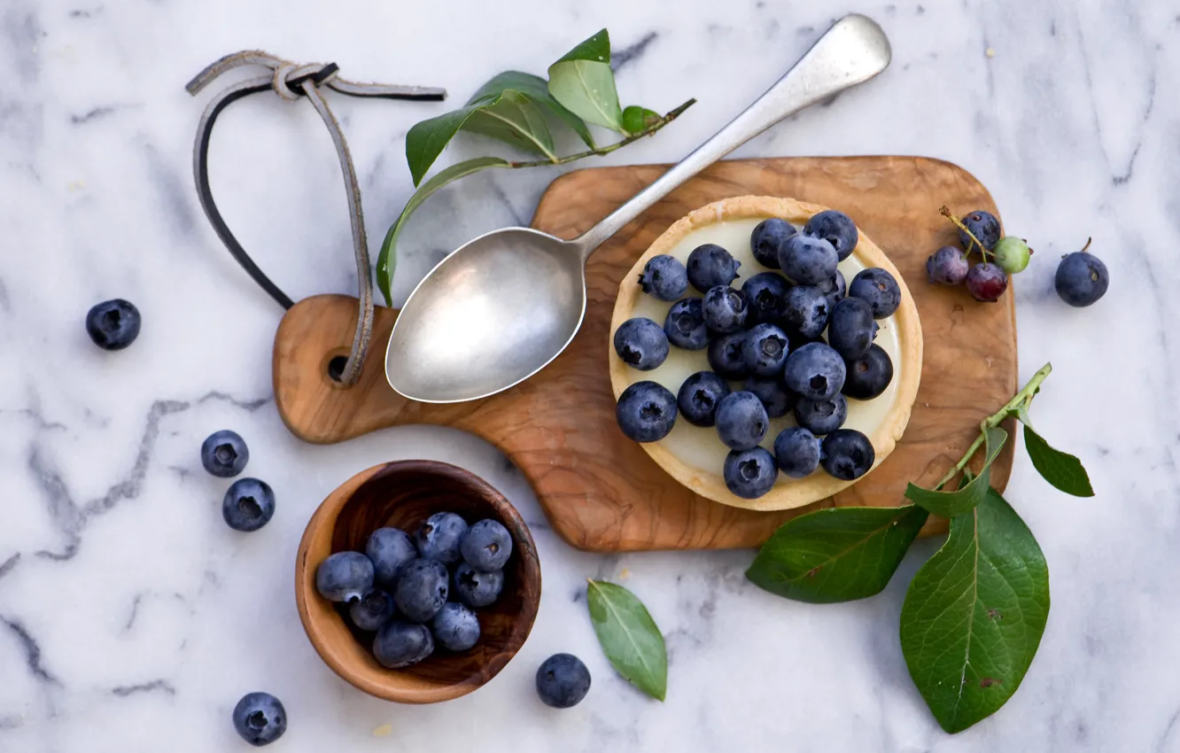 Photo wallpaper berries, blueberries, cake, cream, dessert, Anna Verdina