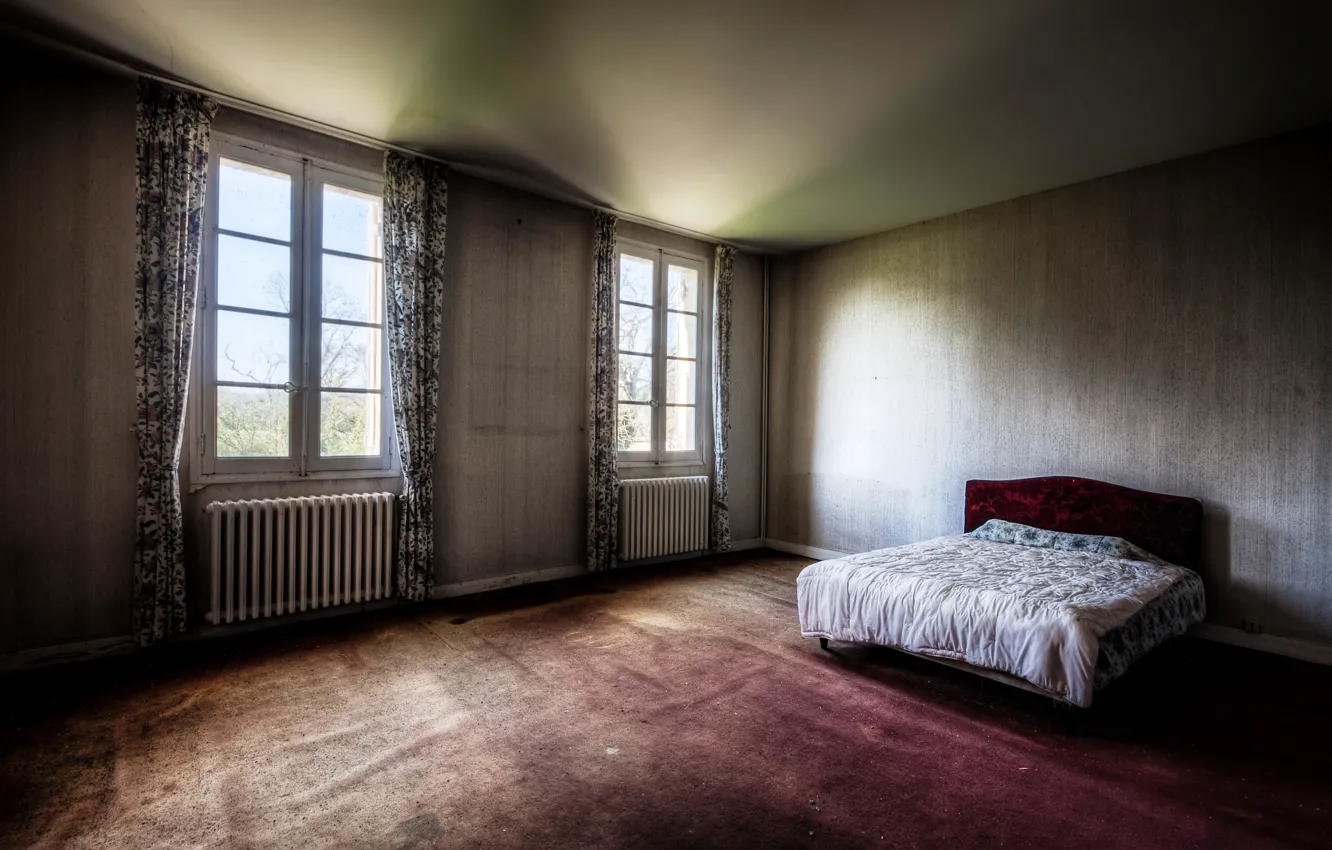 Photo wallpaper room, Windows, bed