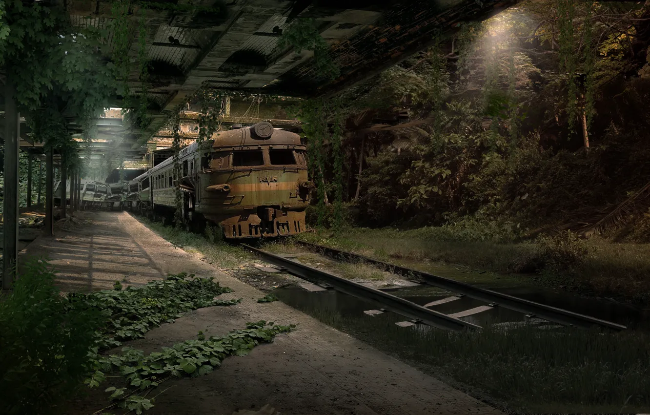 Photo wallpaper road, metro, Apocalypse, train