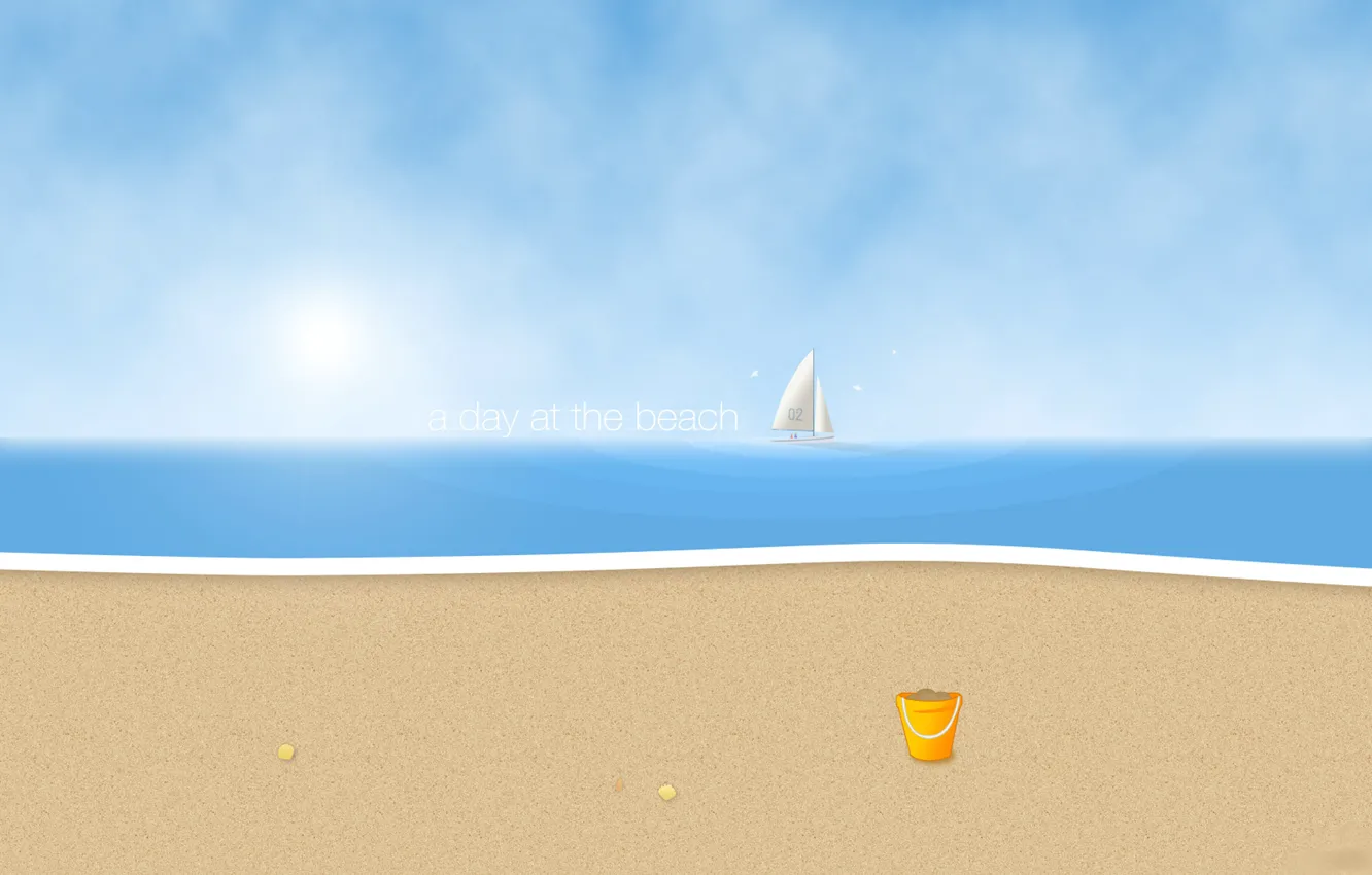 Photo wallpaper sand, wave, beach, the sun, sailboat, one day on the beach