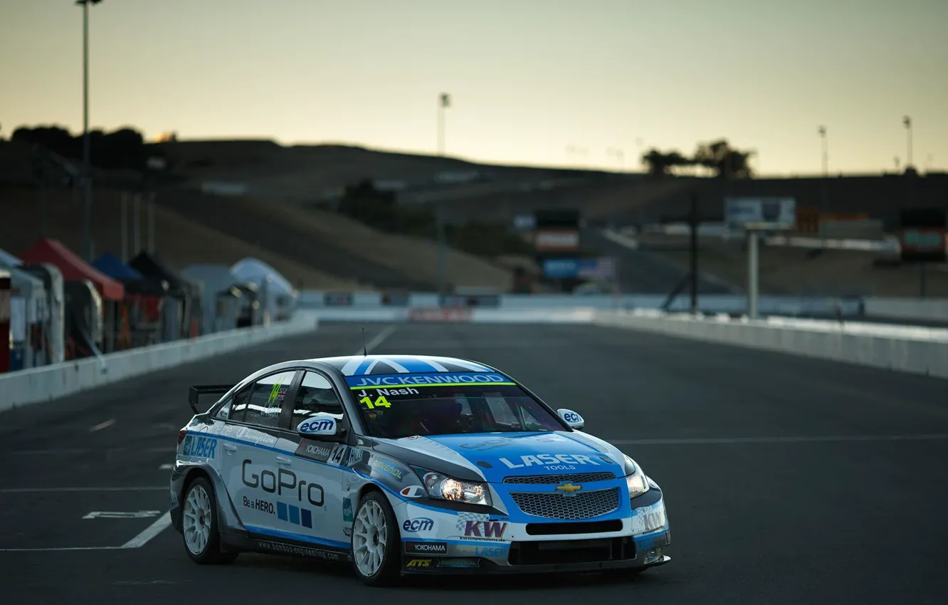 Photo wallpaper background, Wallpaper, race, track, the evening, Chevrolet, car, Cruze