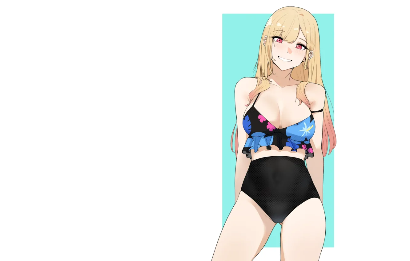Photo wallpaper kawaii, girl, hot, boobs, anime, pretty, blonde, swimsuit