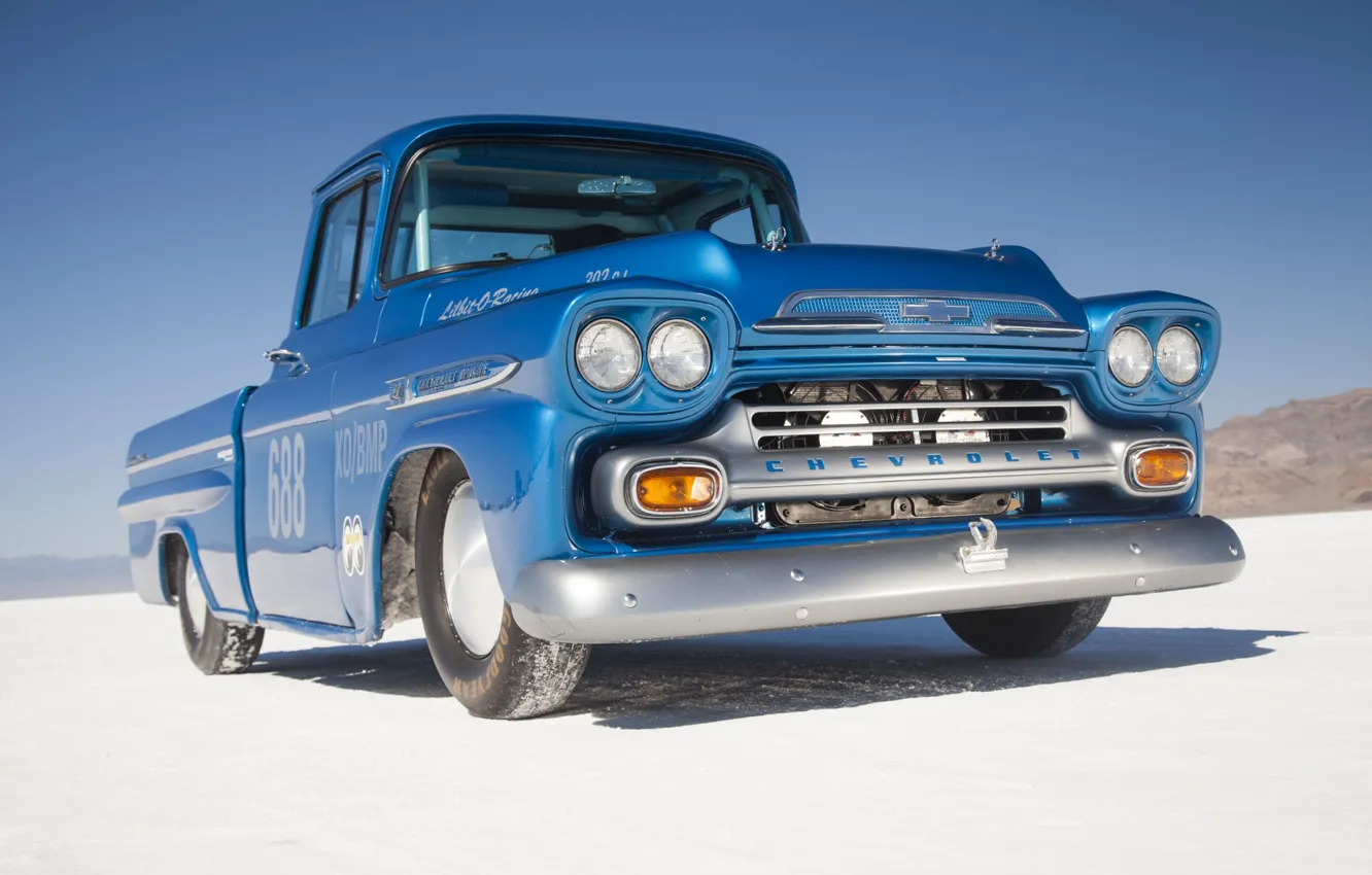 Photo wallpaper desert, blue, Chevrolet Apache