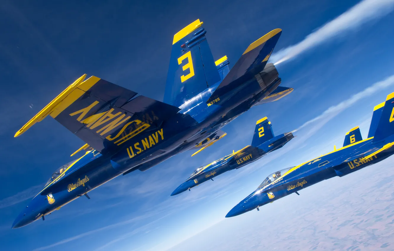 Photo wallpaper USA, attack, the plane, Blue Angels, the blue angels, carrier-based fighter-bomber, US NAVY, Colorado