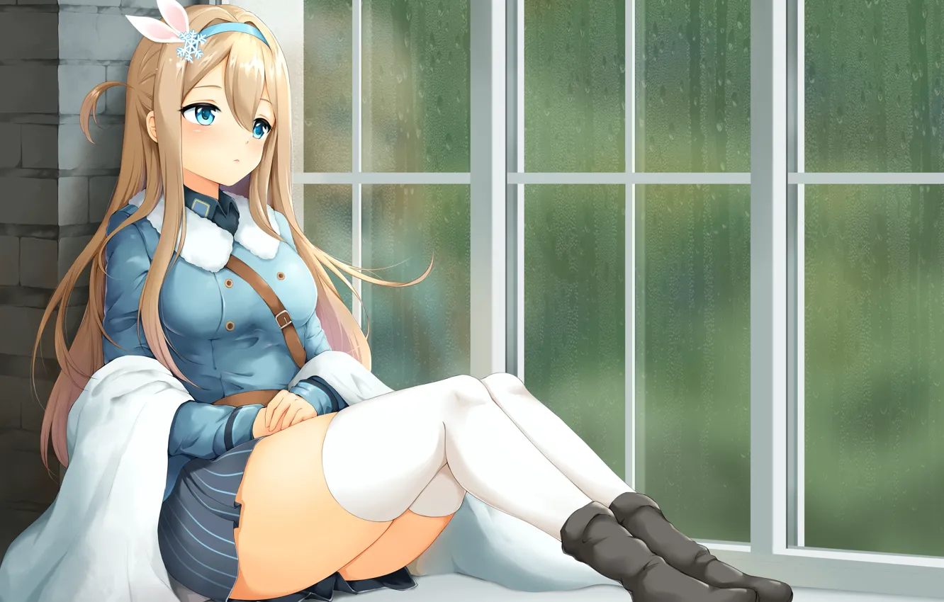 Photo wallpaper Girl, Window, Anime, Art, Sitting, Girls Frontline, Debski front