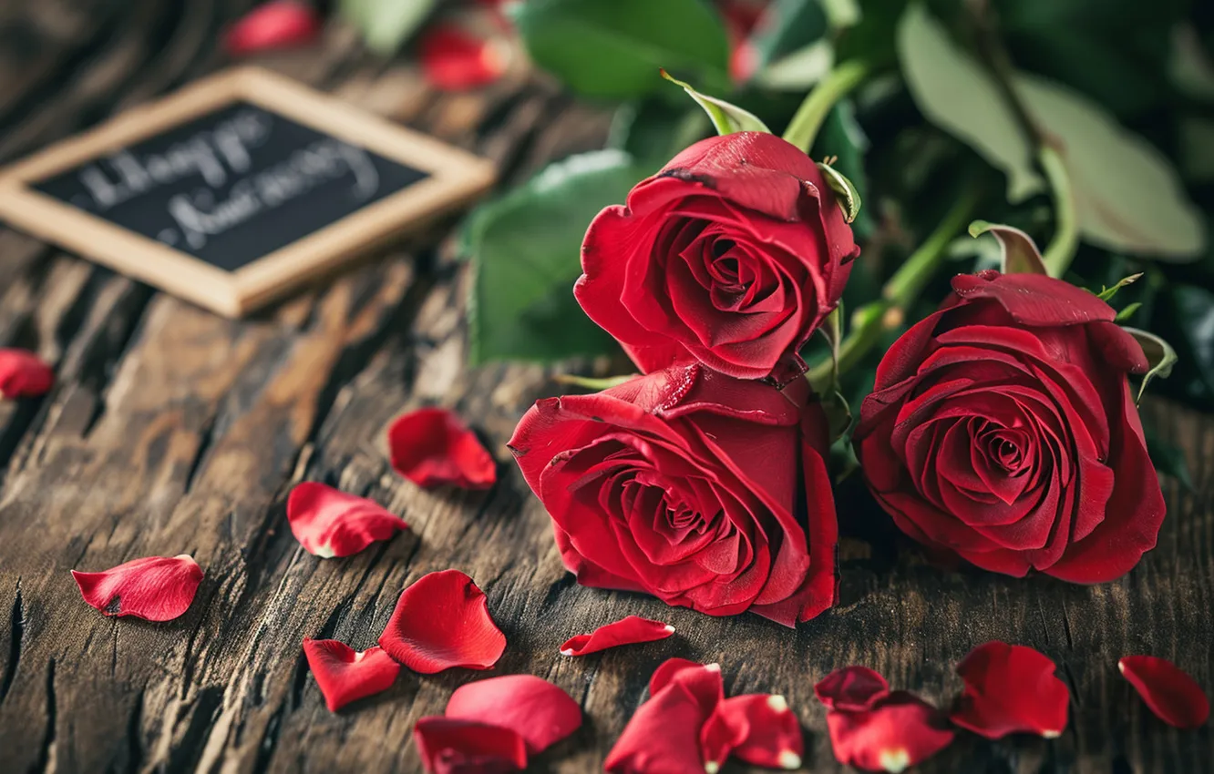 Photo wallpaper love, flowers, gift, romance, heart, roses, love, happy