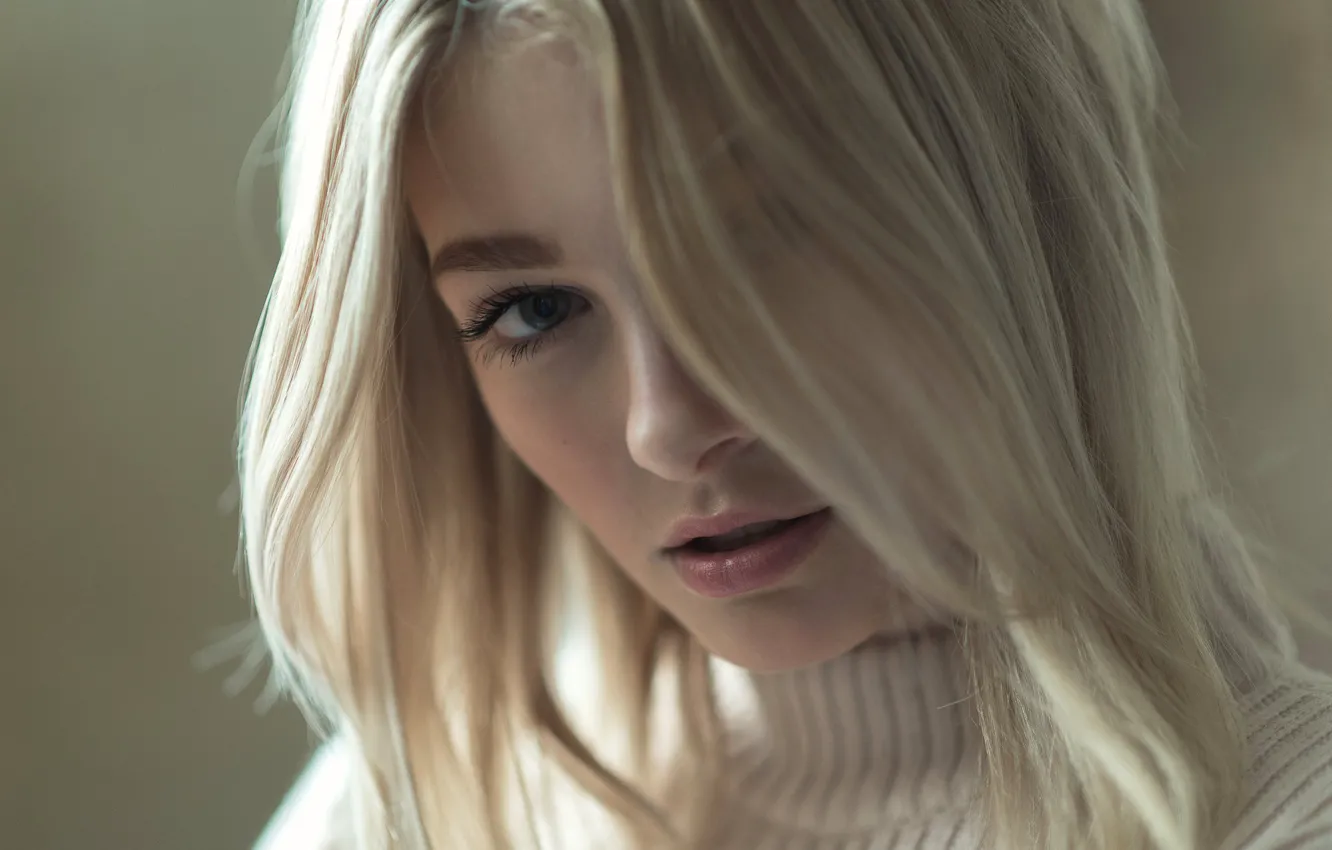 Photo wallpaper girl, photo, blue eyes, model, beauty, lips, face, blonde