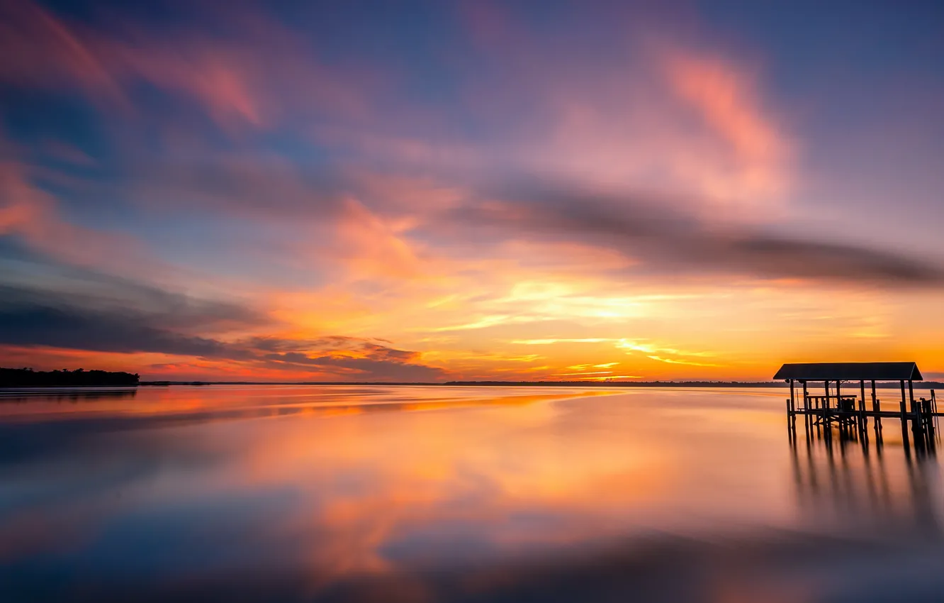 Photo wallpaper the sky, landscape, nature, the evening, nature, pond, hq Wallpapers
