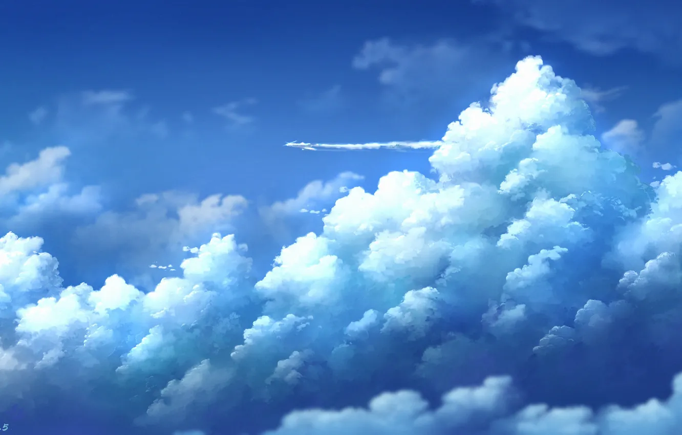Photo wallpaper the sky, clouds, fluffy
