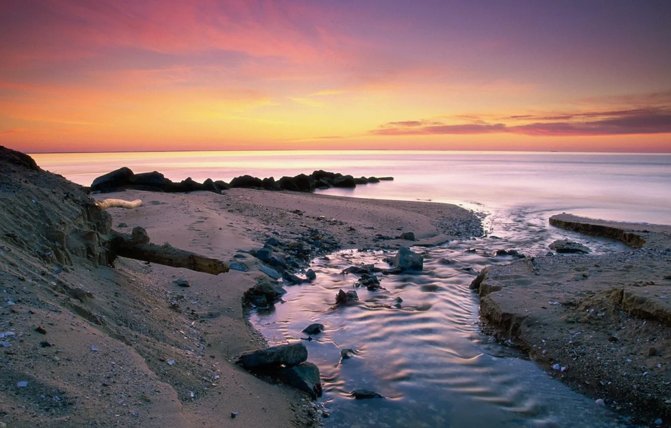 Photo wallpaper sea, landscape, stones