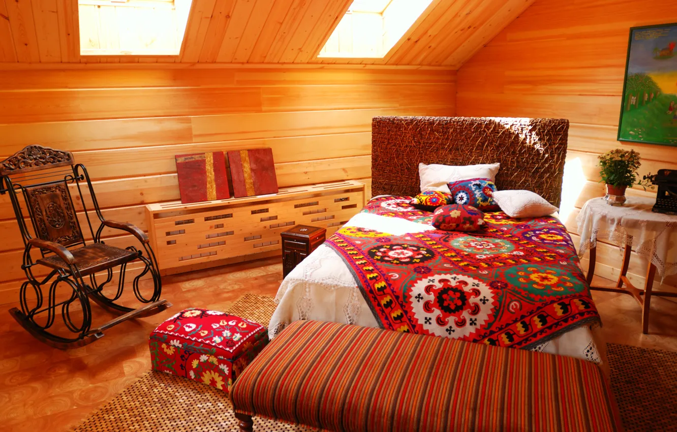 Photo wallpaper style, room, mood, chair, brightness, attic, ethnic