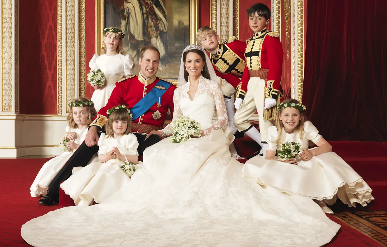 Photo wallpaper flowers, veil, wedding, wedding dress, kids, the Prince of Wales, Catherine Middleton, Kate