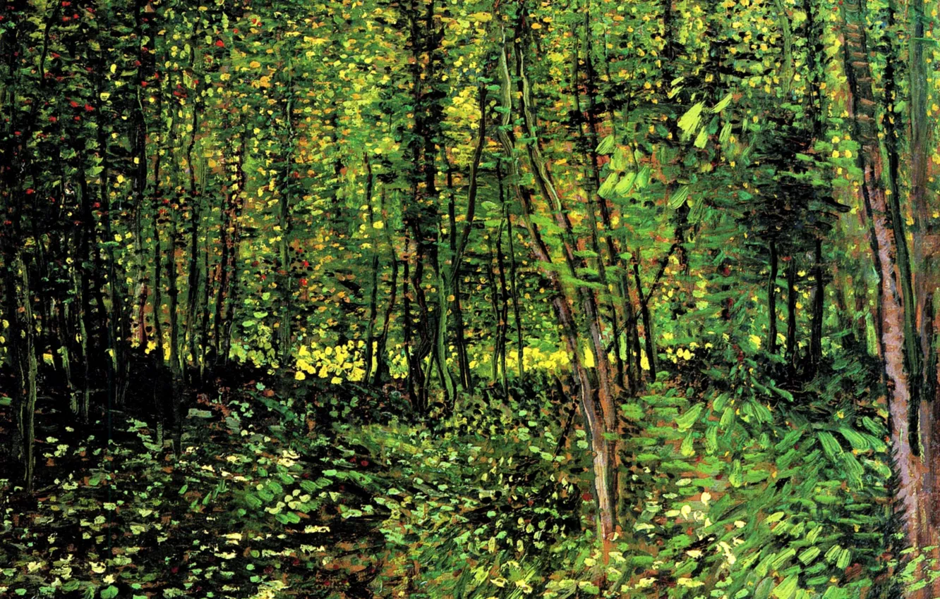 Photo wallpaper woods, Vincent van Gogh, young trees, Trees and Undergrowth 2