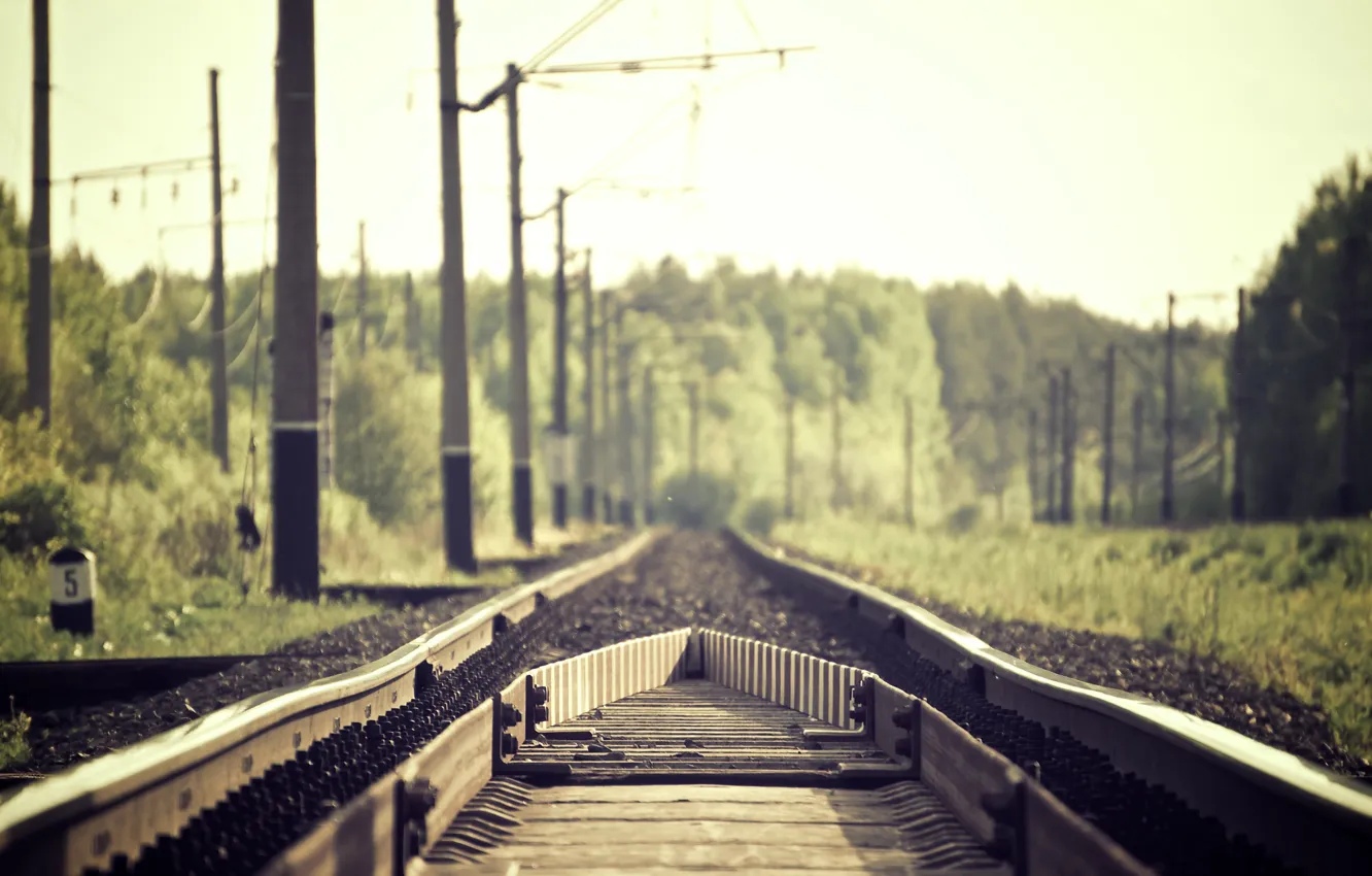 Photo wallpaper Wallpaper, Railway, Road, Rail