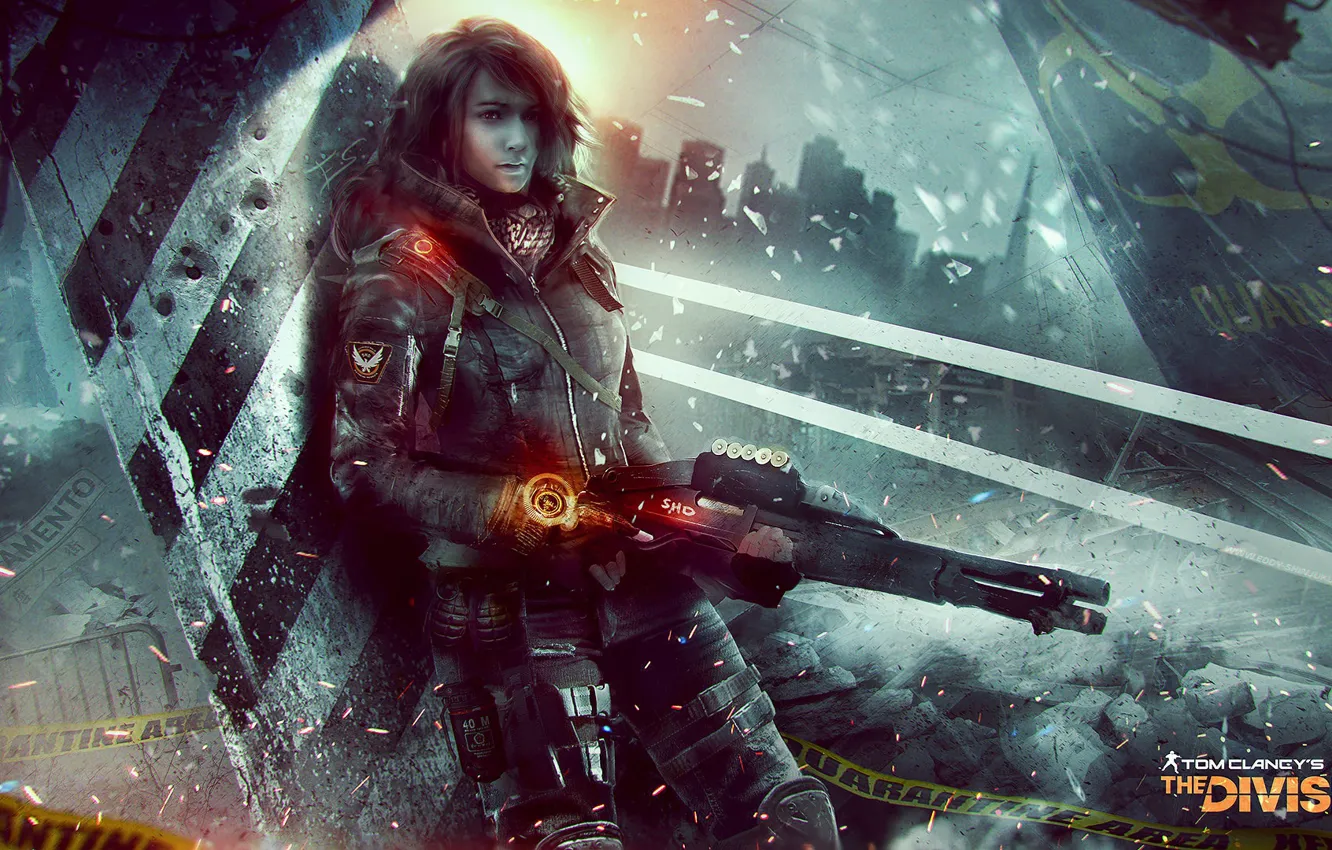 Photo wallpaper winter, girl, art, shotgun, Ubisoft, agent, Tom Clancy's The Division, The Division