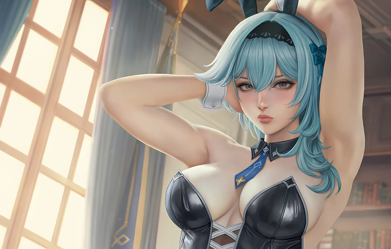 Photo wallpaper girl, sexy, cleavage, long hair, boobs, anime, beautiful, pretty