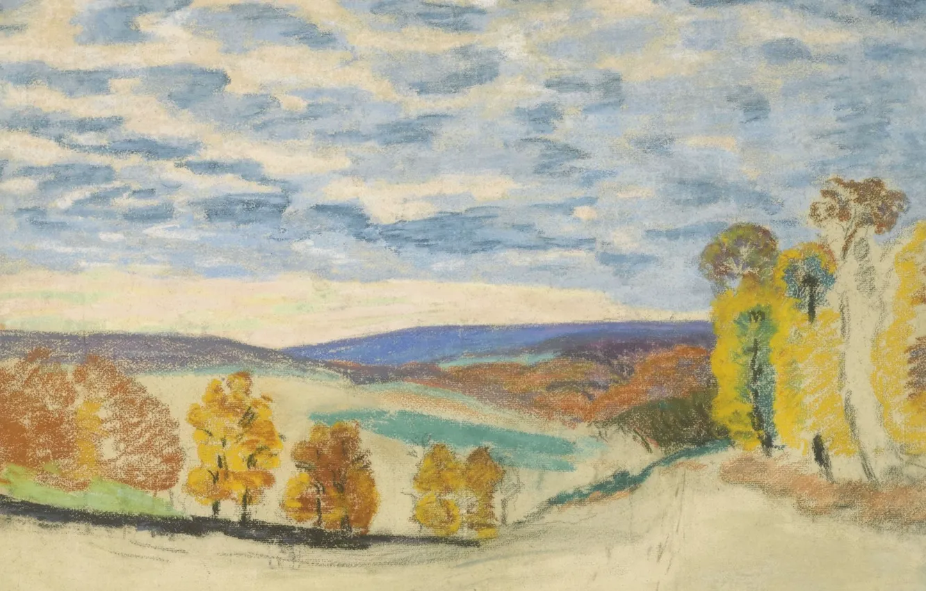 Photo wallpaper autumn, picture, impressionism, Arman Hyomin, Armand Guilluamin, Landscape at Crozant
