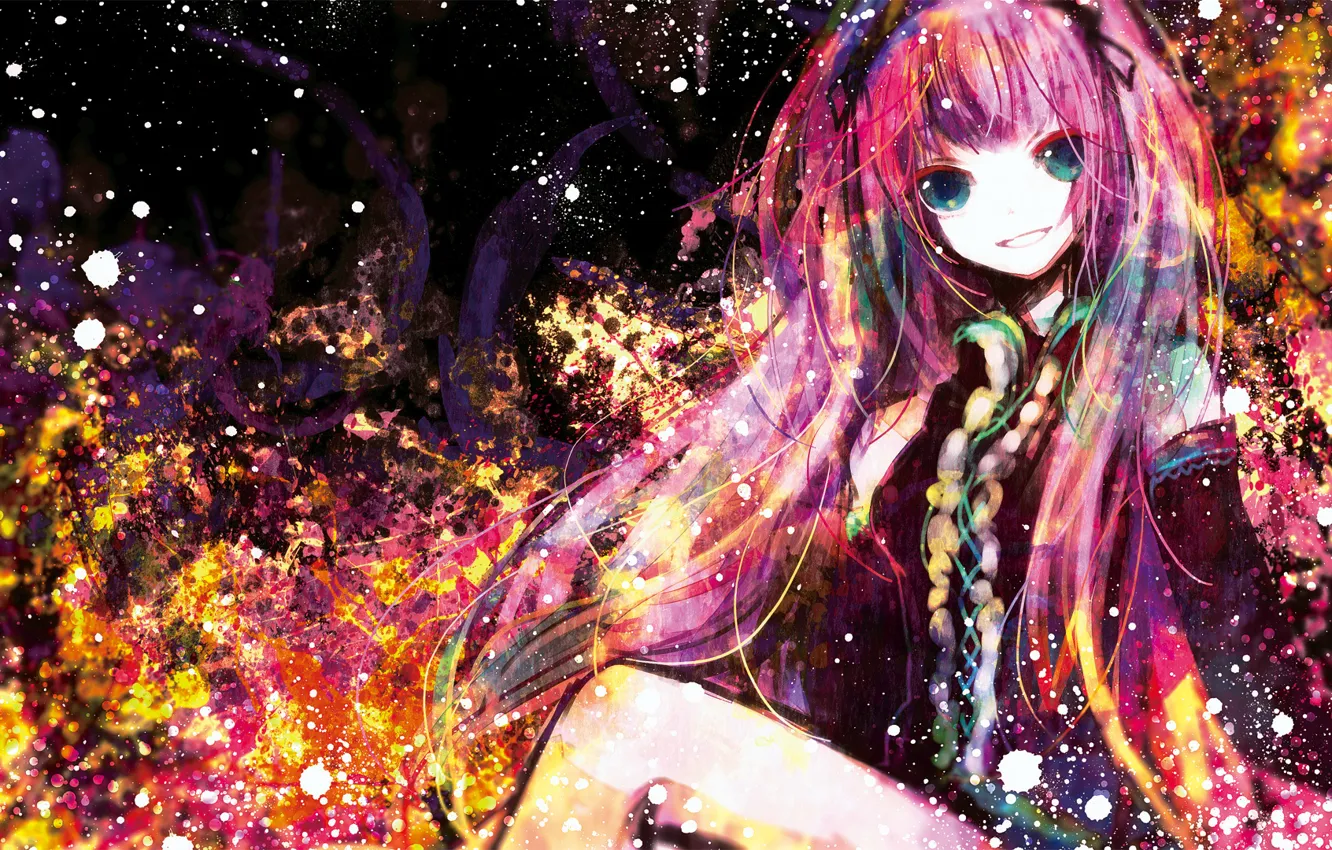 Photo wallpaper girl, smile, art, vocaloid, Vocaloid