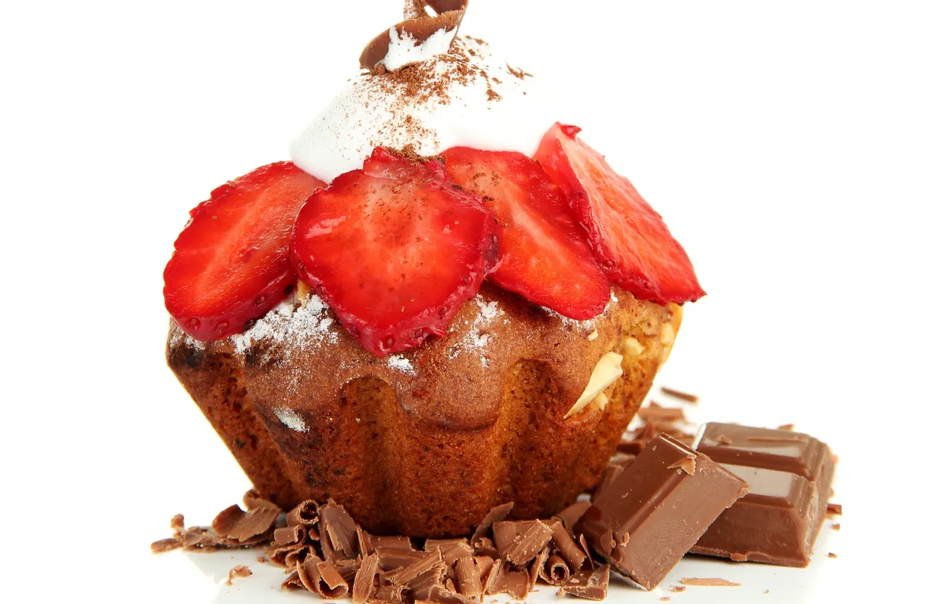 Photo wallpaper chocolate, strawberry, cake, dessert, cakes, chocolate, cupcake, dessert