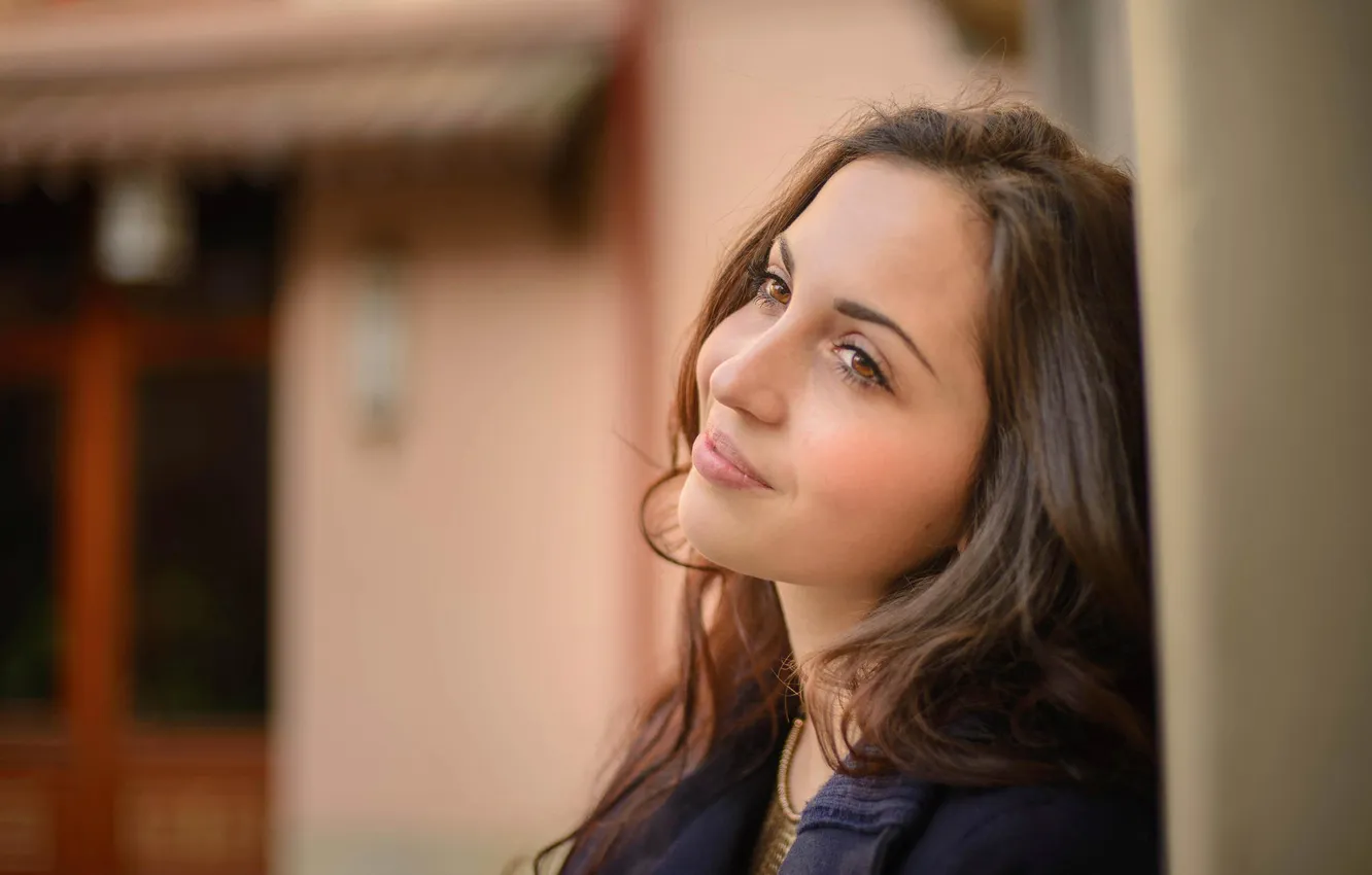 Photo wallpaper portrait, bokeh, brown-eyed