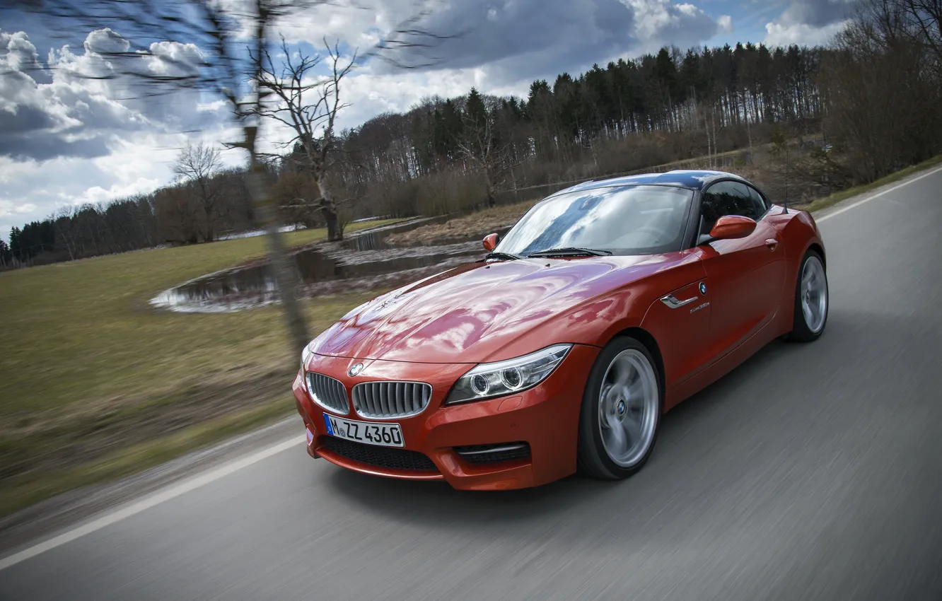 Photo wallpaper forest, river, BMW, Roadster, 2013, E89, BMW Z4, Z4