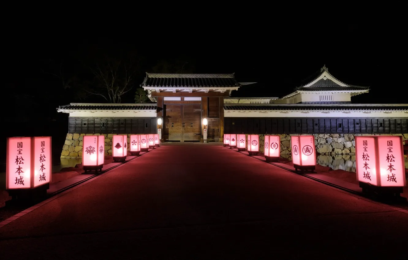 Photo wallpaper road, lamp, home, Japan