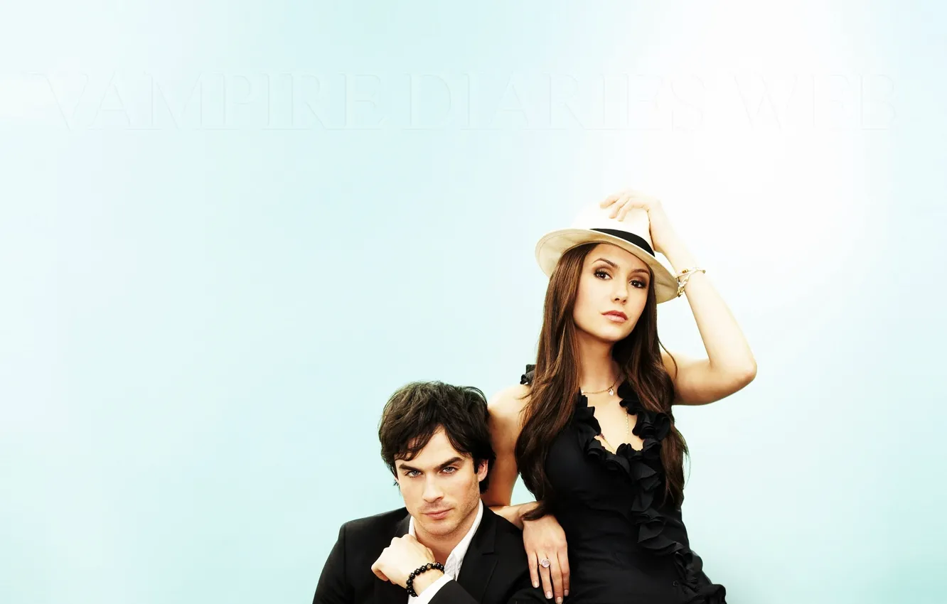 Photo wallpaper the film, Nina Dobrev, The vampire diaries, Ian Somerhalder