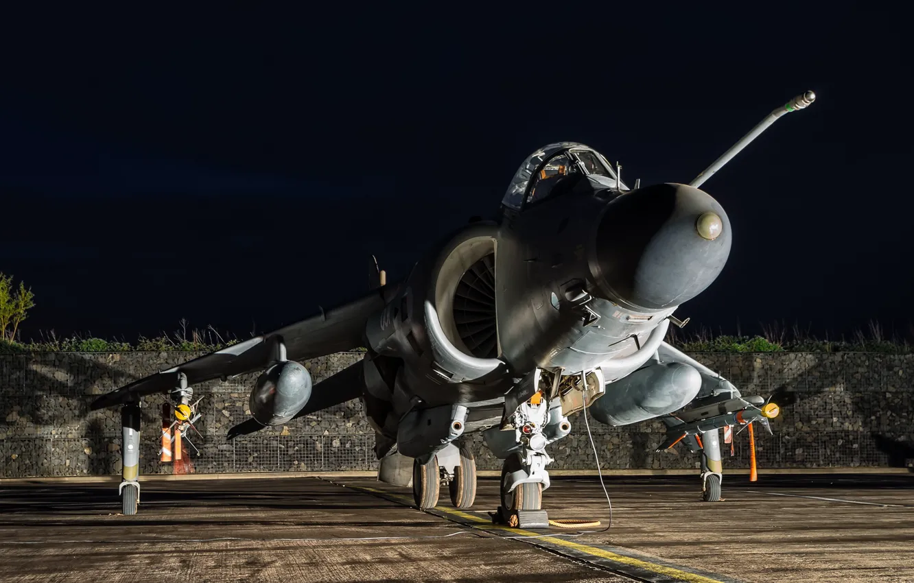 Photo wallpaper night, weapons, the plane, Harrier FA.2