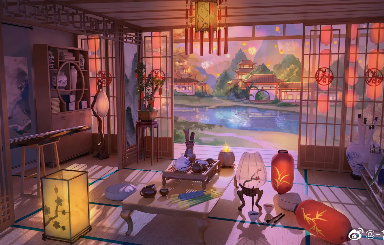 Photo wallpaper room, Asia, interior, China