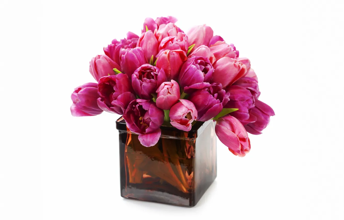 Photo wallpaper flowers, bouquet, tulips, vase, fresh, flowers, tulips, purple