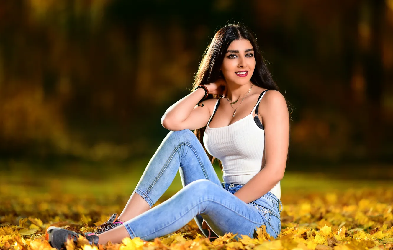 Photo wallpaper autumn, girl, Anita