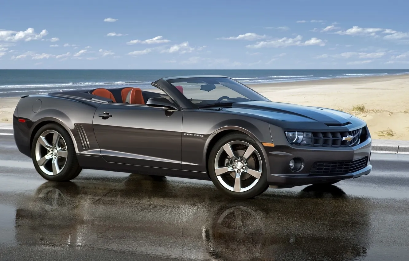 Photo wallpaper road, beach, Camaro