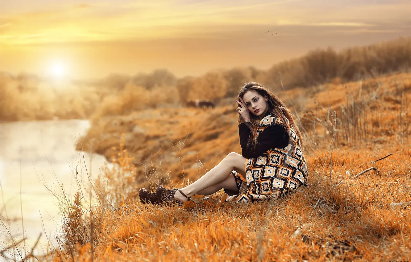 Photo wallpaper Girl, Light, Model, Sunset, Beauty, Lovely, Alessandro Di Cicco, Natiral
