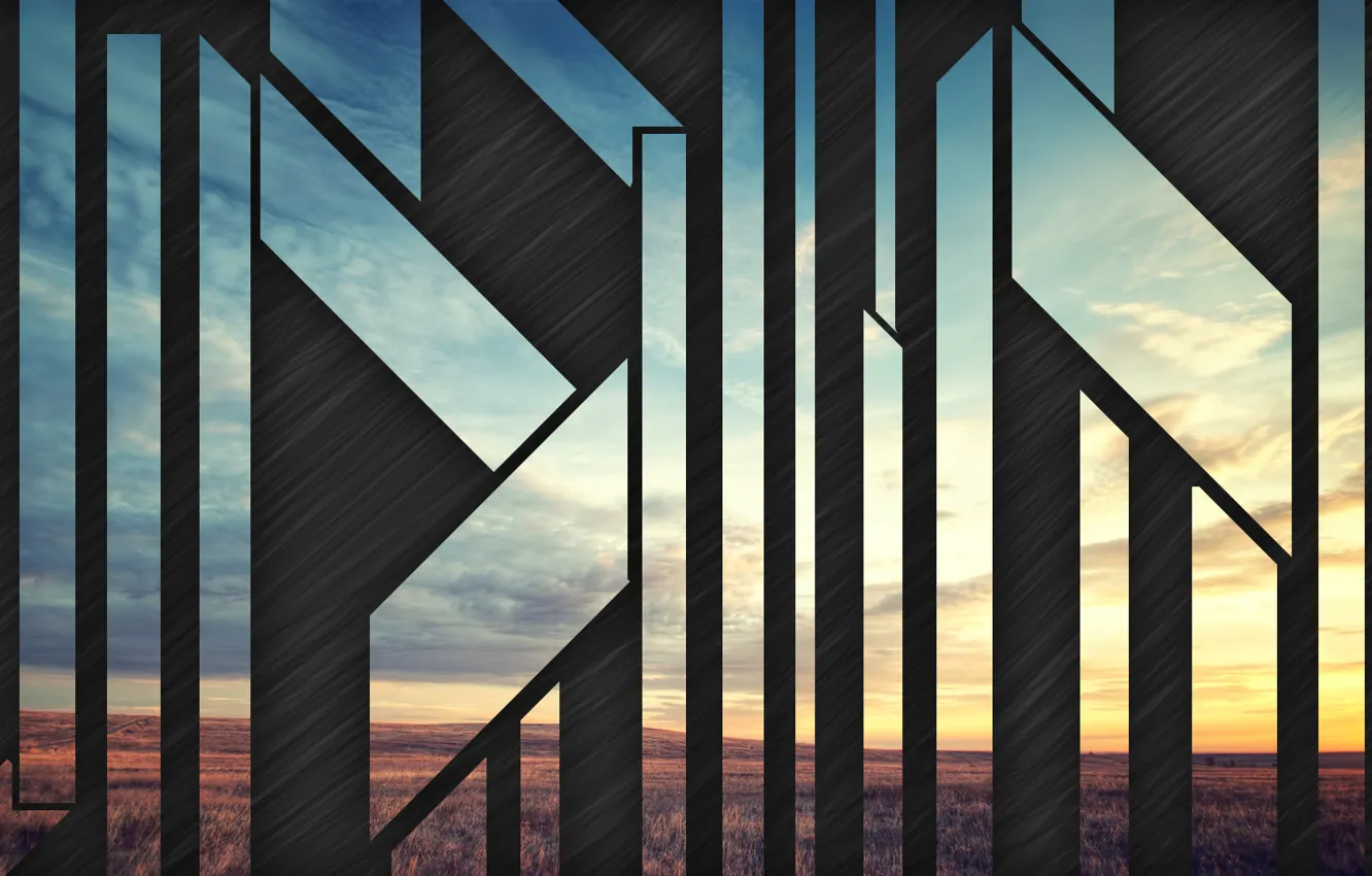 Photo wallpaper field, summer, red, green, green, black, red, summer