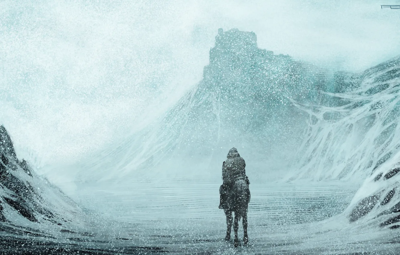 Photo wallpaper snow, the way, rider, Blizzard