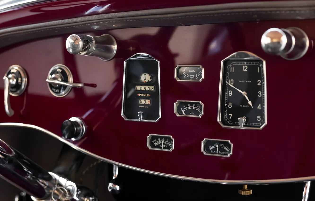 Photo wallpaper the instrument panel, Sport, retro cars, 1930, Phaeton, Pierce-Arrow, Model B, Retro Cars